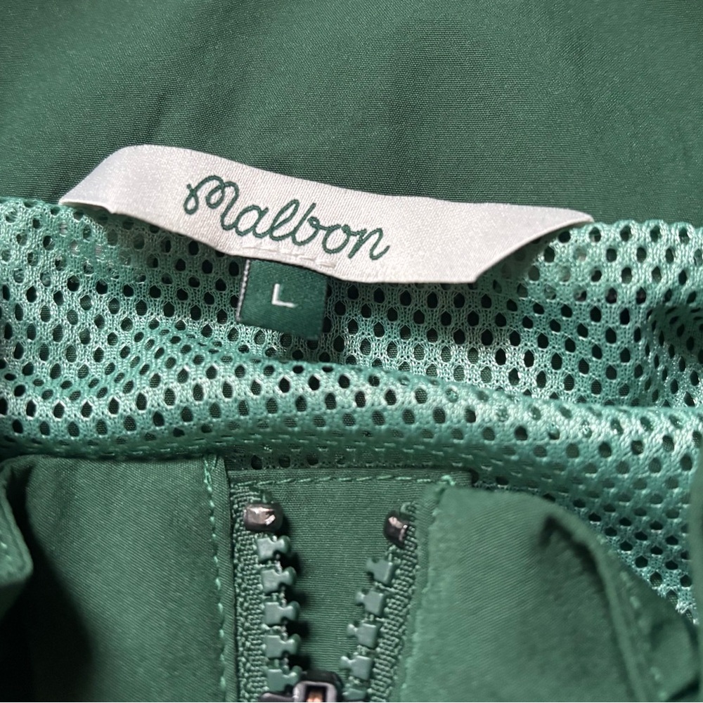 NWT Malbon Golf Mens Script Windshirt Green size L  Quarter Zip Pullover S/S - Picture 3 of 3